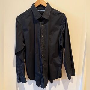 Seize Sur Vingt Black Button Up Dress Shirt size 17 (x 35)